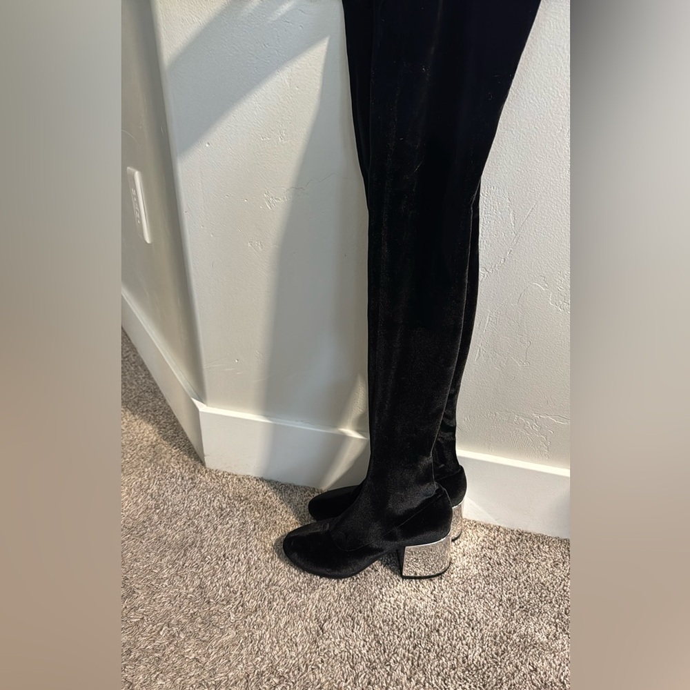 Maison Margiela stretch velvet over the knee boots
